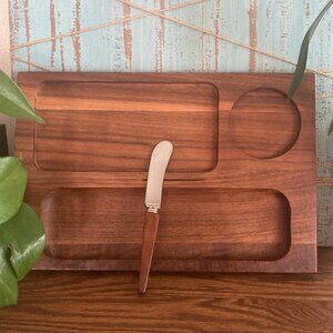 MCM 50s/60s Ernest Sohn Wooden Cheese Chacuterie Serving Appetizer Tray w Knife